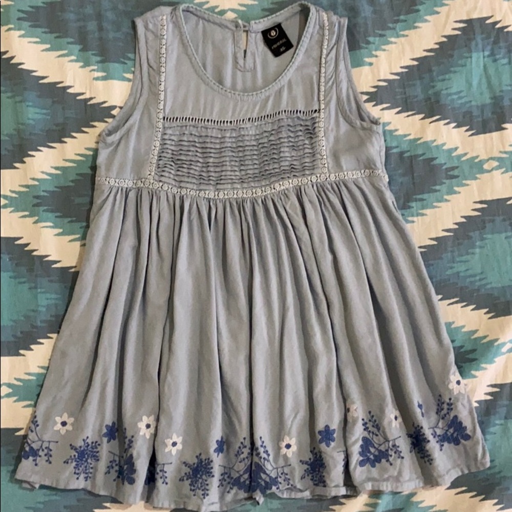 Pastel blue sleeveless embroidered top